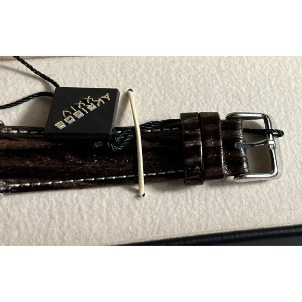 Akribos XXIV Men’s Retro Black Dial Watch w/ Date Window Leather Strap AK715SSB